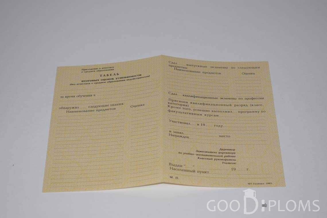 Приложение к Аттестату За 10 Класс период выдачи 1990-1993 -  Краснодар